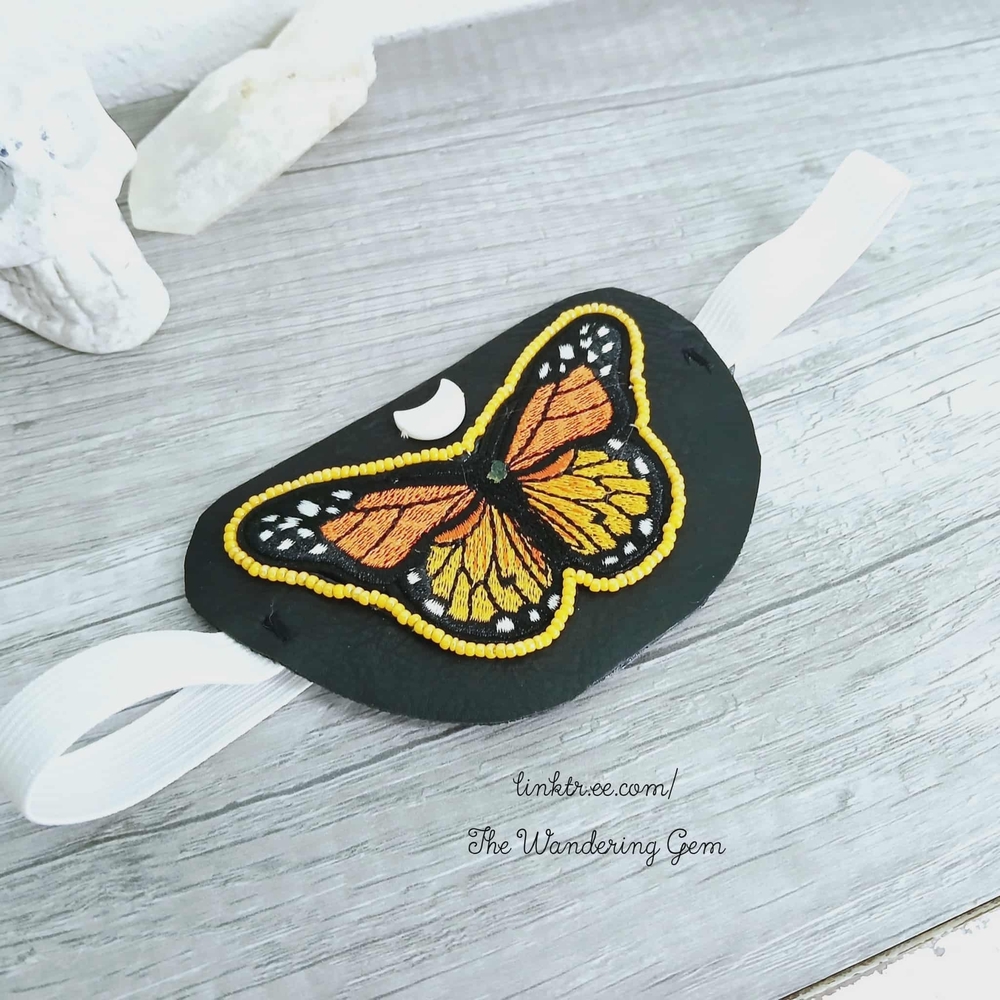 Embroidered Butterfly Eye Patch, Adjustable